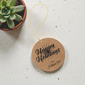 Custom Engraved Leatherette Ornament – Personalized Holiday Decoration | HP Design