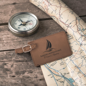 Dark Brown Leatherette Luggage Tag | Custom Laser Engraved | HP Design McKinney TX