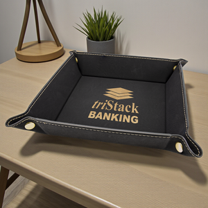 Leatherette Snap Up Tray – 9” | Personalized Leatherette Gift