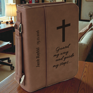 Custom Leatherette Book Cover with Handle & Zipper – Personalized Bible Cover up to 7.25" x 10.25" | HP Design