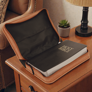 Custom Leatherette Book Cover with Handle & Zipper – Personalized Bible Cover up to 7.25" x 10.25" | HP Design