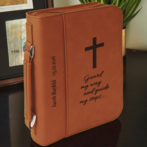 Custom Leatherette Book Cover with Handle & Zipper – Personalized Bible Cover up to 7.25" x 10.25" | HP Design