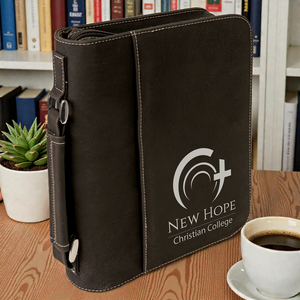 Custom Leatherette Book Cover with Handle & Zipper – Personalized Bible Cover up to 7.25" x 10.25" | HP Design