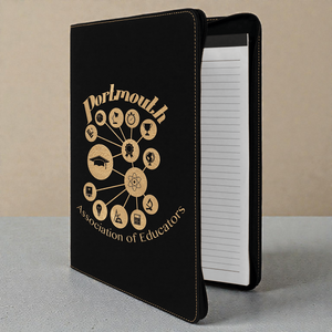 Personalized Leatherette Portfolio with Zipper | Custom Engraved 9.5" x 12" Padfolio with Notepad | HP Design McKinney TX