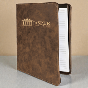 Personalized Leatherette Portfolio with Zipper | Custom Engraved 9.5" x 12" Padfolio with Notepad | HP Design McKinney TX