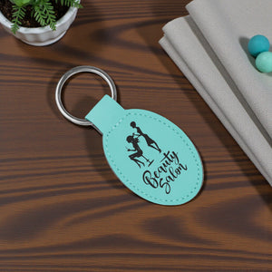 Custom Engraved Leatherette Oval Keychain – Personalized Faux Leather Key Ring | HP Design