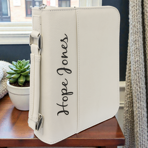 Custom Leatherette Book Cover with Handle & Zipper – Personalized Bible Cover up to 7.25" x 10.25" | HP Design
