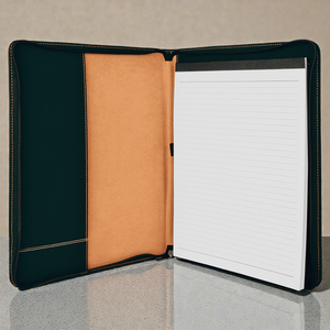 Personalized Leatherette Portfolio with Zipper | Custom Engraved 9.5" x 12" Padfolio with Notepad | HP Design McKinney TX