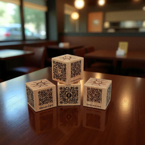 Custom Red Oak Engraved Cube – Personalized Wooden QR Code or Logo Block | Handcrafted by HP Design