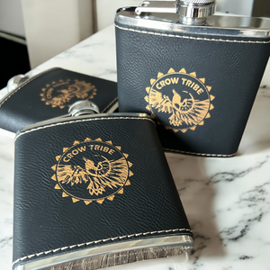 Custom Laser Engraved 6 oz Black Leatherette Flask – Personalized Gift