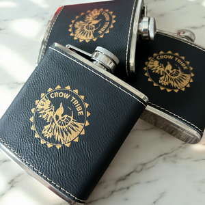 Custom Laser Engraved 6 oz Black Leatherette Flask – Personalized Gift