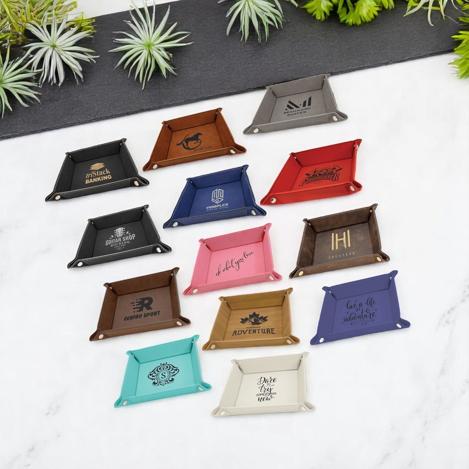 Custom Engraved Leatherette Snap Up Tray 6"