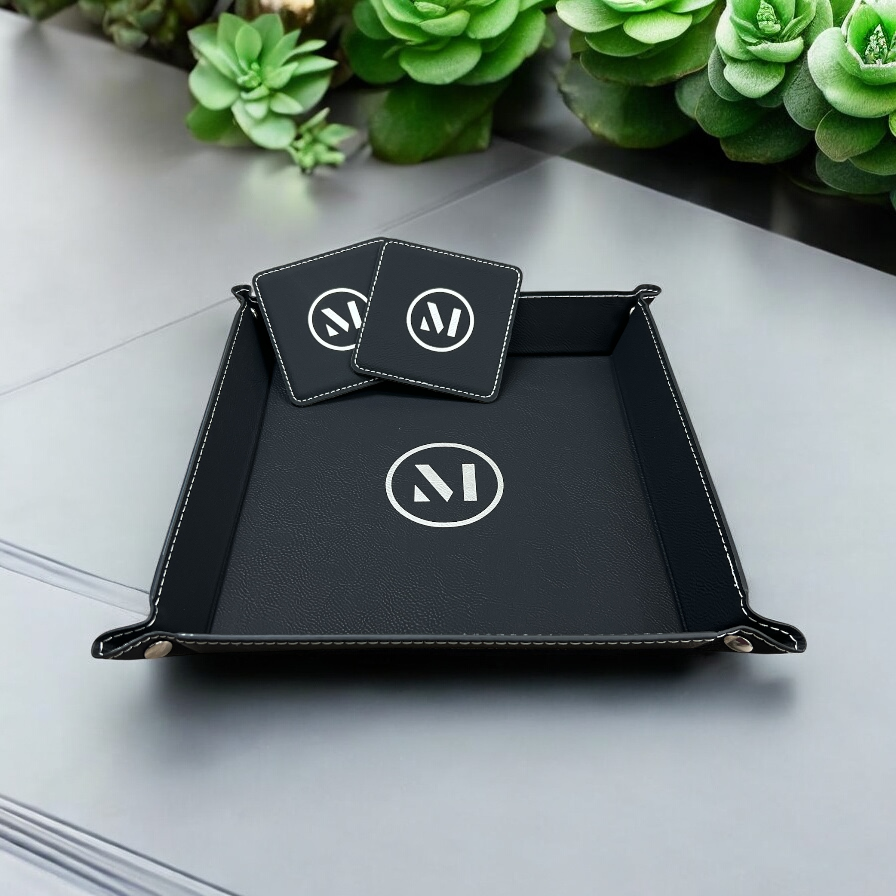 Custom Engraved Leatherette Snap Up Tray 6"