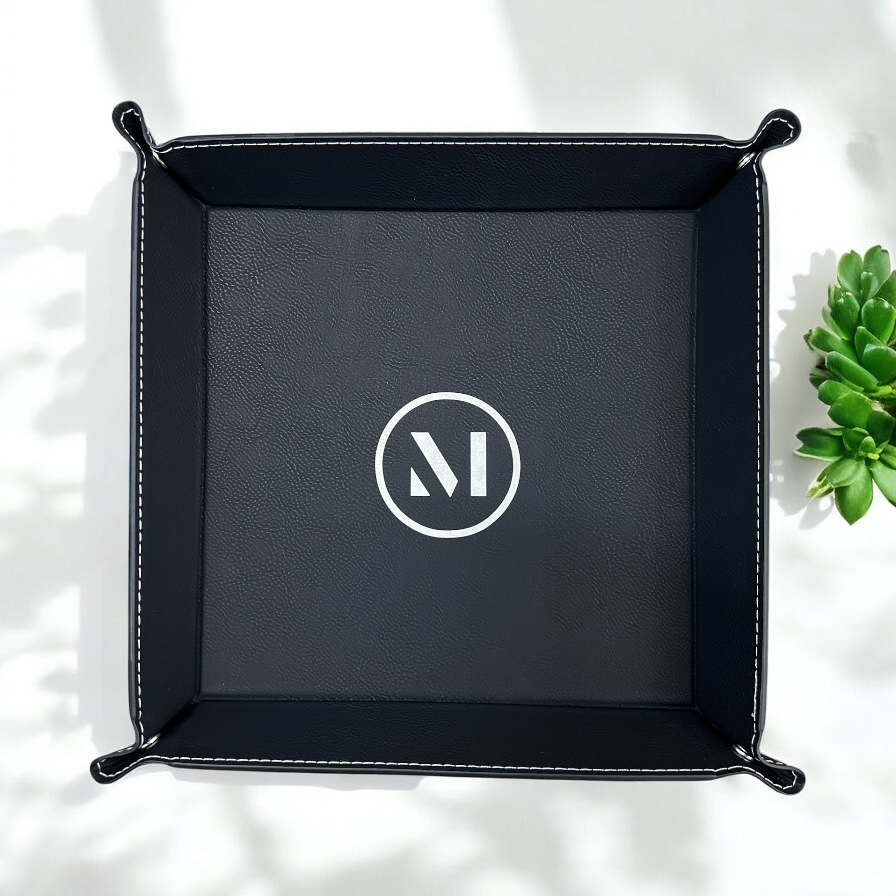 Custom Engraved Leatherette Snap Up Tray 6" | Personalized Desk & Valet Organizer | HP Design McKinney TX