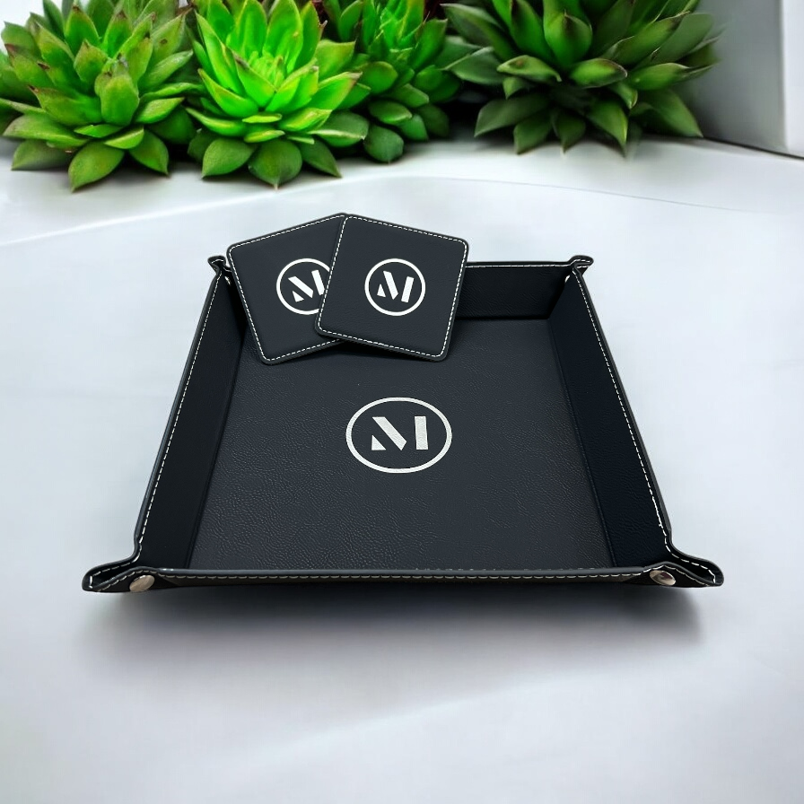 Leatherette Snap Up Tray – 9” | Personalized Leatherette Gift