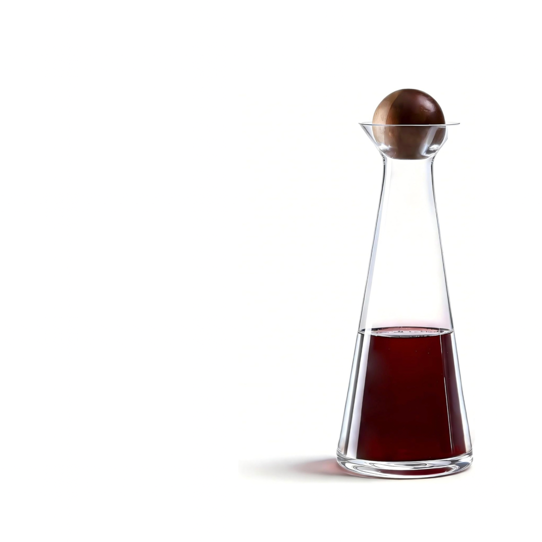 Wine Decanter with Acacia Wood Stopper – 37oz Lead-Free Crystal | Custom Engraved Closing Gift