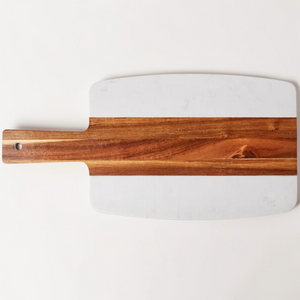 Acacia Wood and Marble Serving Board with Handle – Bulk Pack of 10 for Restaurants & Catering | HP Design