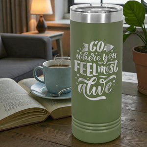 Custom Engraved 22 oz. Skinny Tumbler with Slider Lid | Personalized Stainless Steel | HP Design McKinney TX