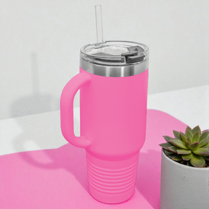 Custom Polar Camel 40 oz. Travel Mug with Handle & Straw – Personalized Stainless Steel Insulated Tumbler