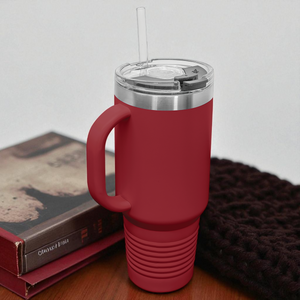 Custom Polar Camel 40 oz. Travel Mug with Handle & Straw – Personalized Stainless Steel Insulated Tumbler