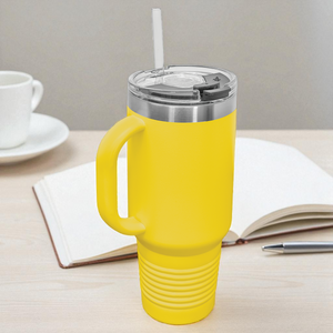 Custom Polar Camel 40 oz. Travel Mug with Handle & Straw – Personalized Stainless Steel Insulated Tumbler