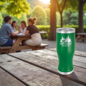 Custom Engraved Polar Camel Pilsner with Clear Lid – Insulated Stainless Steel Beer Glass | HP Design