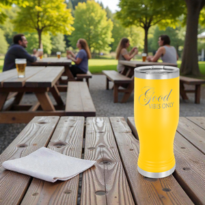 Custom Engraved Polar Camel Pilsner with Clear Lid – Insulated Stainless Steel Beer Glass | HP Design