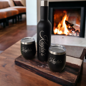 Custom Insulated Wine Bottle & Tumbler Set | Personalized Laser Engraved Gift | HP Design McKinney TX