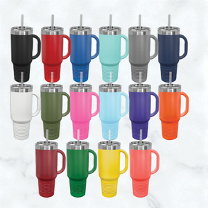 Custom Polar Camel 40 oz. Travel Mug with Handle & Straw – Personalized Stainless Steel Insulated Tumbler