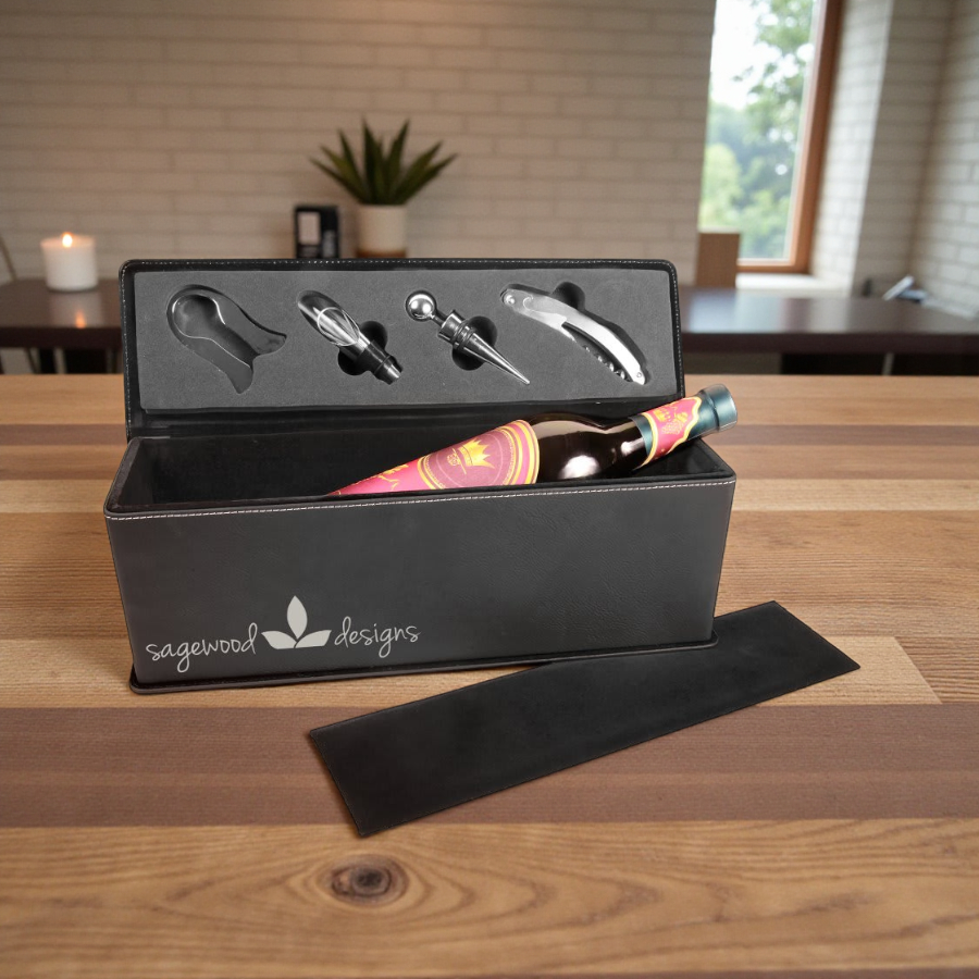 Custom Leatherette Wine Gift Box with Foam Insert – Personalized Wine Bottle Case in Multiple Colors | HP Design