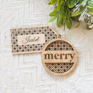 Rattan Ornaments "Merry & Bright" SET