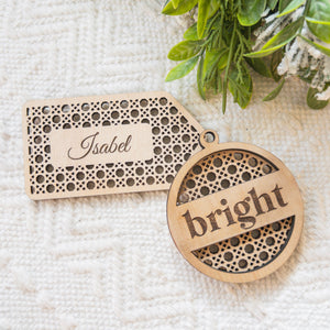 Rattan Ornaments "Merry & Bright" SET