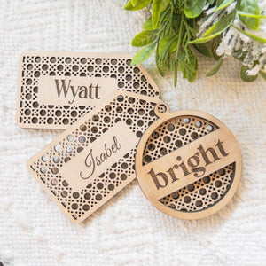 Rattan Ornaments "Merry & Bright" SET