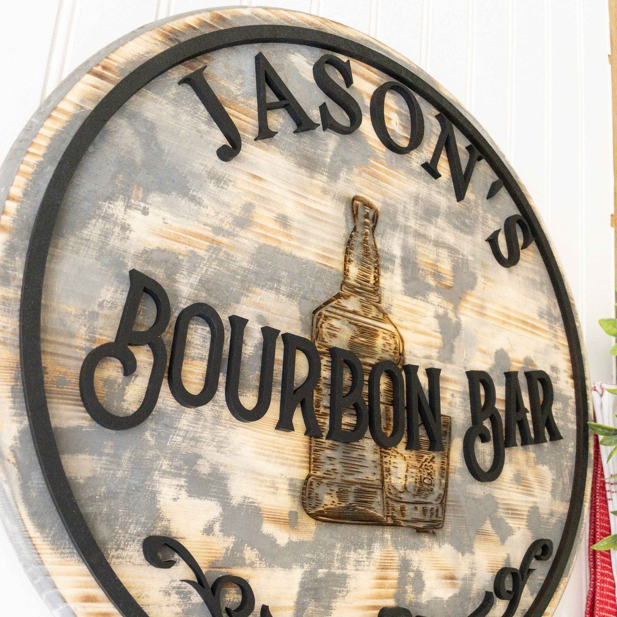 Custom Whiskey Barrel Wall Sign | Personalized Bar Decor - HP Design